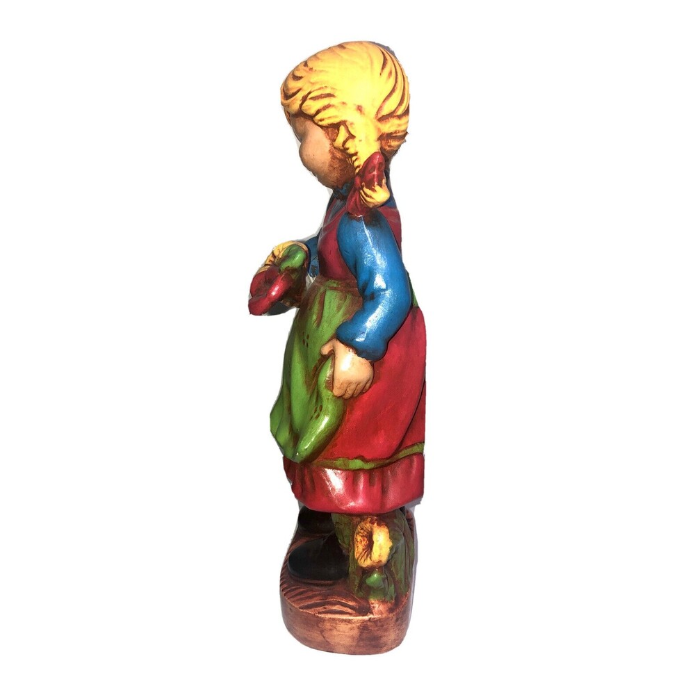 Young Blue-eyed Blonde Girl Holding Flowers © 1972 CERAMICHROME Figure #34 - Picture 4 of 6